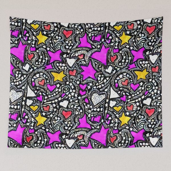 Artikelvorschau, Gothic Stars and Hearts Pattern Dunkle und romantische Designs für Gothic-Enthusiasten entworfen und verkauft von Bits-X-Pieces.