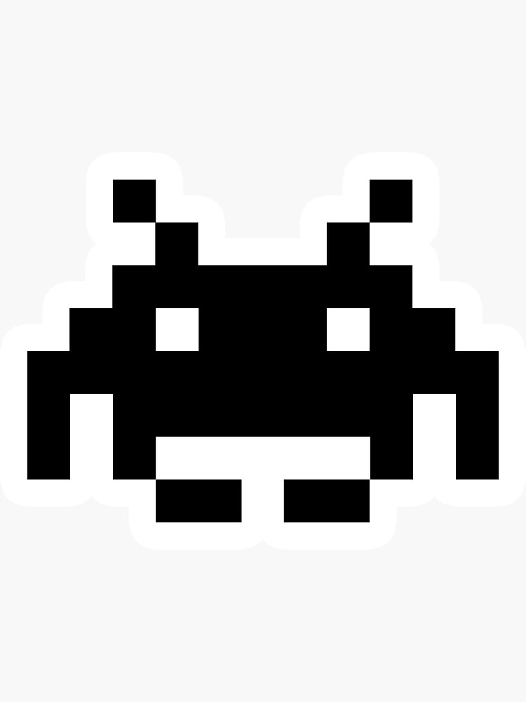 Space invader character sticker