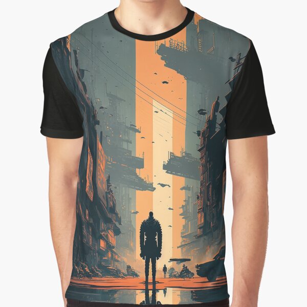 Vista previa del artículo con la obra «ciudad ciberpunk», diseñado y vendido por Abili-Tees.
