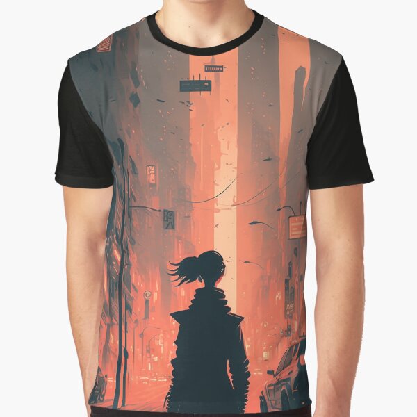 Vista previa del artículo con la obra «La metrópolis de neón», diseñado y vendido por Abili-Tees.