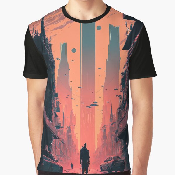 Vista previa del artículo con la obra «La metrópolis cibernética», diseñado y vendido por Abili-Tees.