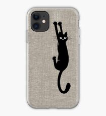 Black Cat Holding On iPhone Case