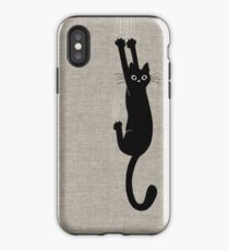 Black Cat Holding On iPhone Case