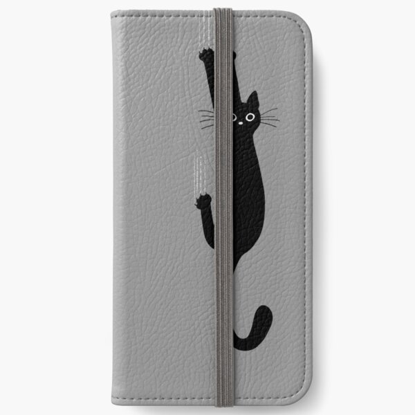 Black Cat Holding On iPhone Wallet