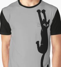 Black Cat Holding On Graphic T-Shirt