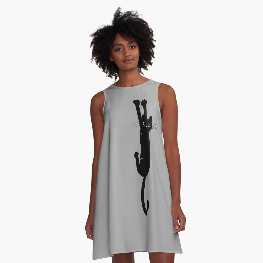 Black Cat Holding On A-Line Dress
