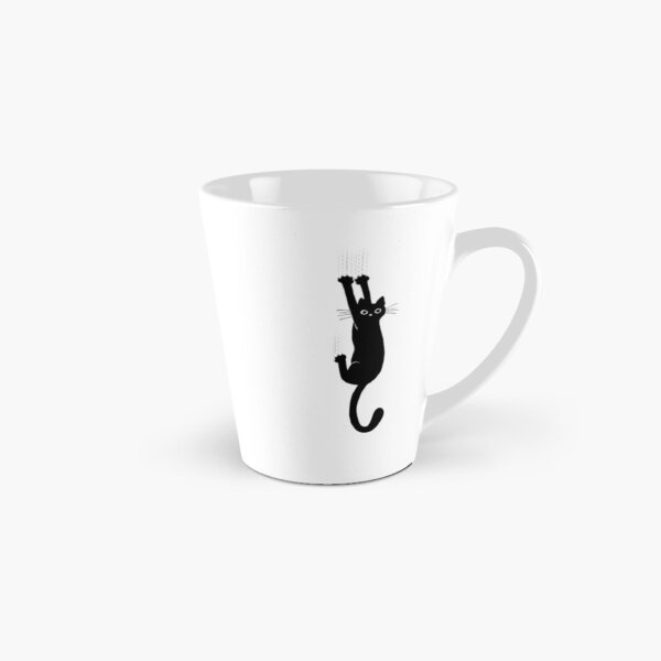 Black Cat Holding On Tall Mug