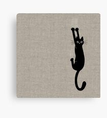 Black Cat Holding On Canvas Print