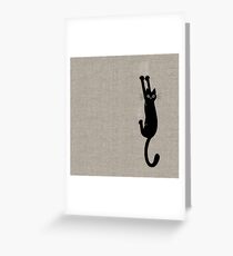 Black Cat Holding On Greeting Card