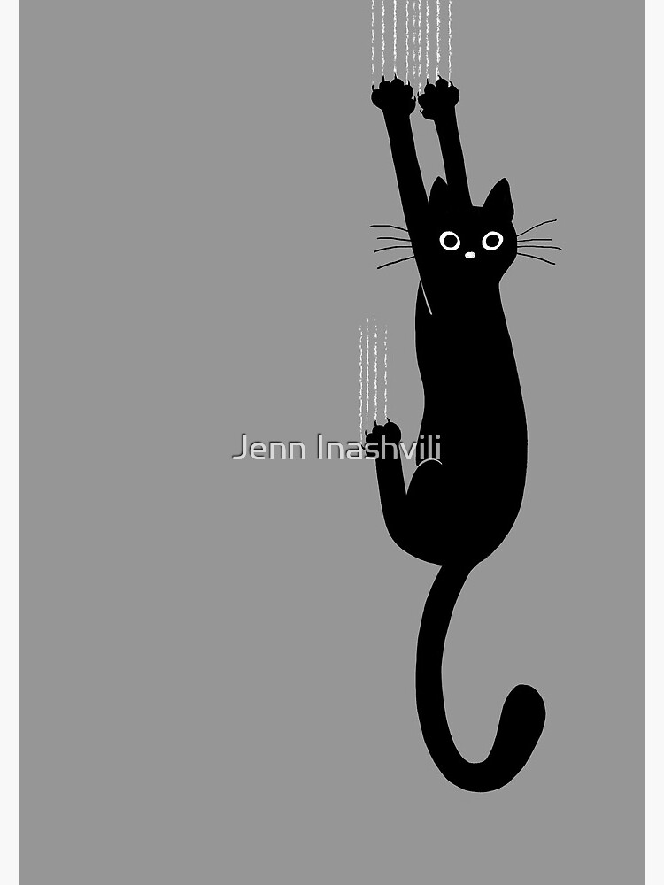 Thumbnail 3 of 3, Spiral Notebook, Black Cat Holding On designed and sold by Jenn Inashvili.