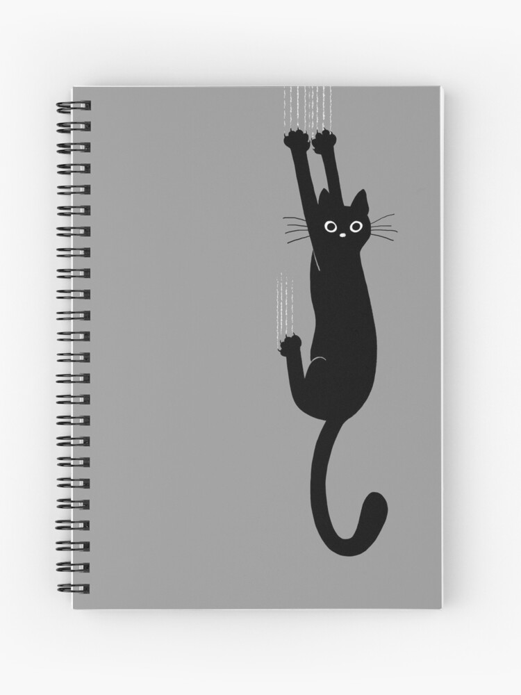Thumbnail 1 of 3, Spiral Notebook, Black Cat Holding On designed and sold by Jenn Inashvili.