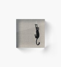 Bloque acrílico Gato negro sosteniendo