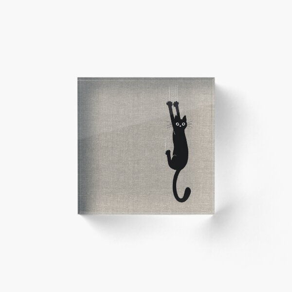 Black Cat Holding On Acrylic Block