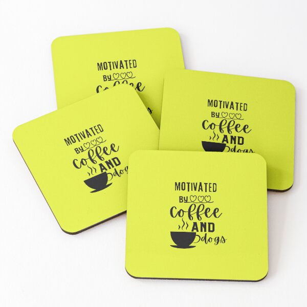 Item preview, Motivated by Coffee and Dogs Typography Quote designed and sold by thedazzlingmonk.