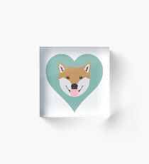 Shiba Love - Heart shiba inu funny dog for dog lovers pet gifts customizable dog meme dog person Acrylic Block
