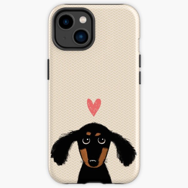 Dachshund Puppy Love | Cute Black and Tan Wiener Dog with Heart iPhone Tough Case