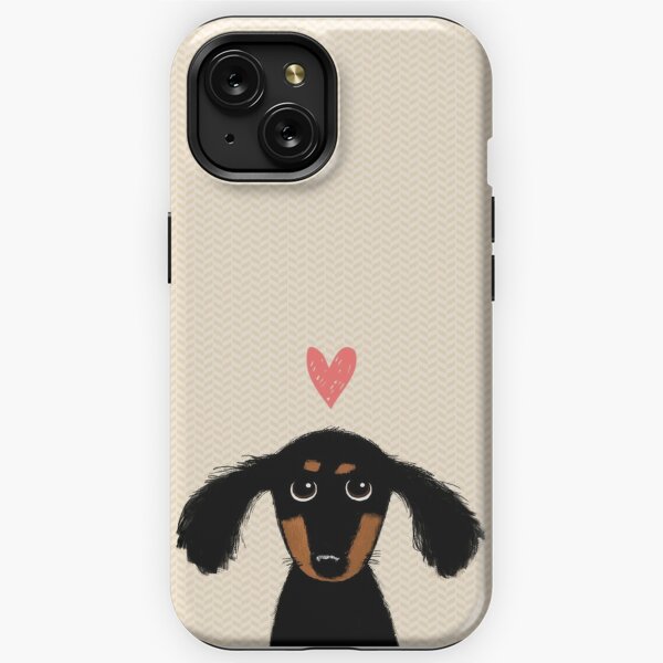 Carcasa para iPhone SE (2020), 7 y 8, diseño de perro salchicha, color  negro y marrón