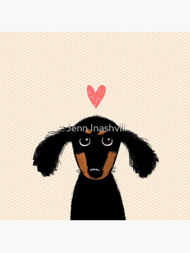 Dackel Welpen Liebe Netter Schwarzer Und Brauner Wiener Hund Mit Herz Stofftasche Von Shortcoffee Redbubble