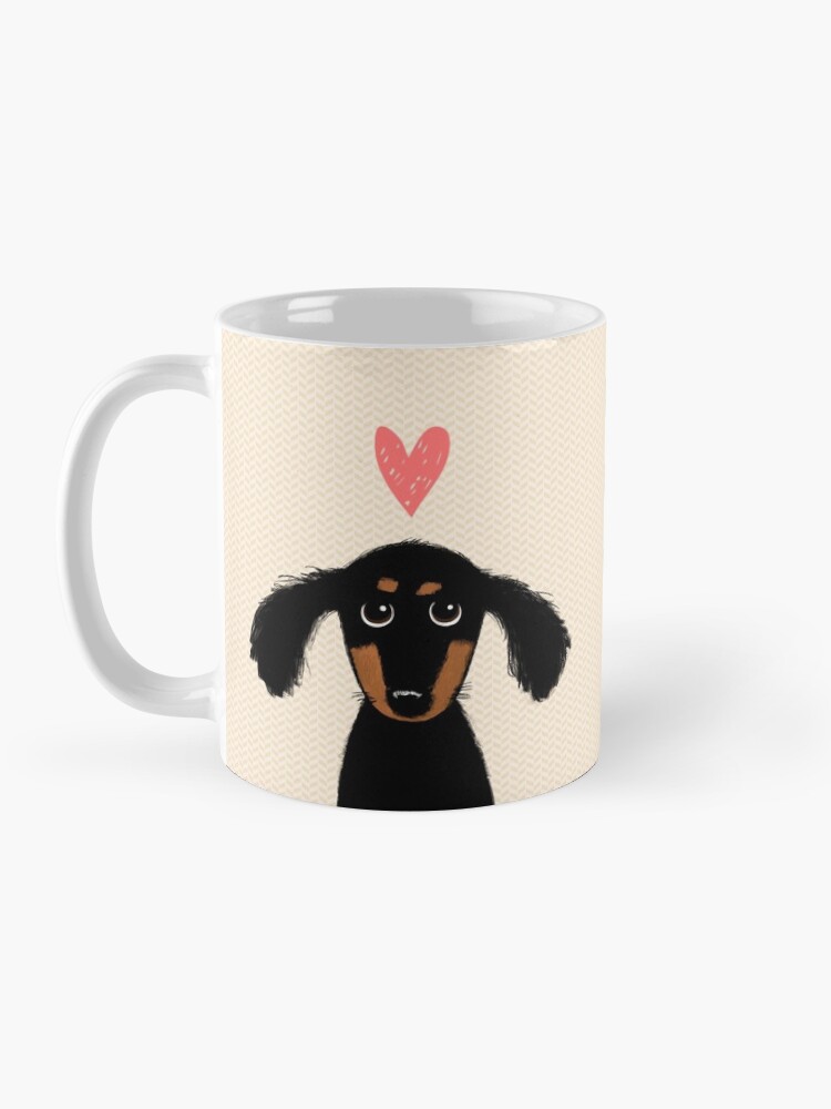 Alternate view of Dachshund Puppy Love | Cute Black and Tan Wiener Dog with Heart Coffee Mug