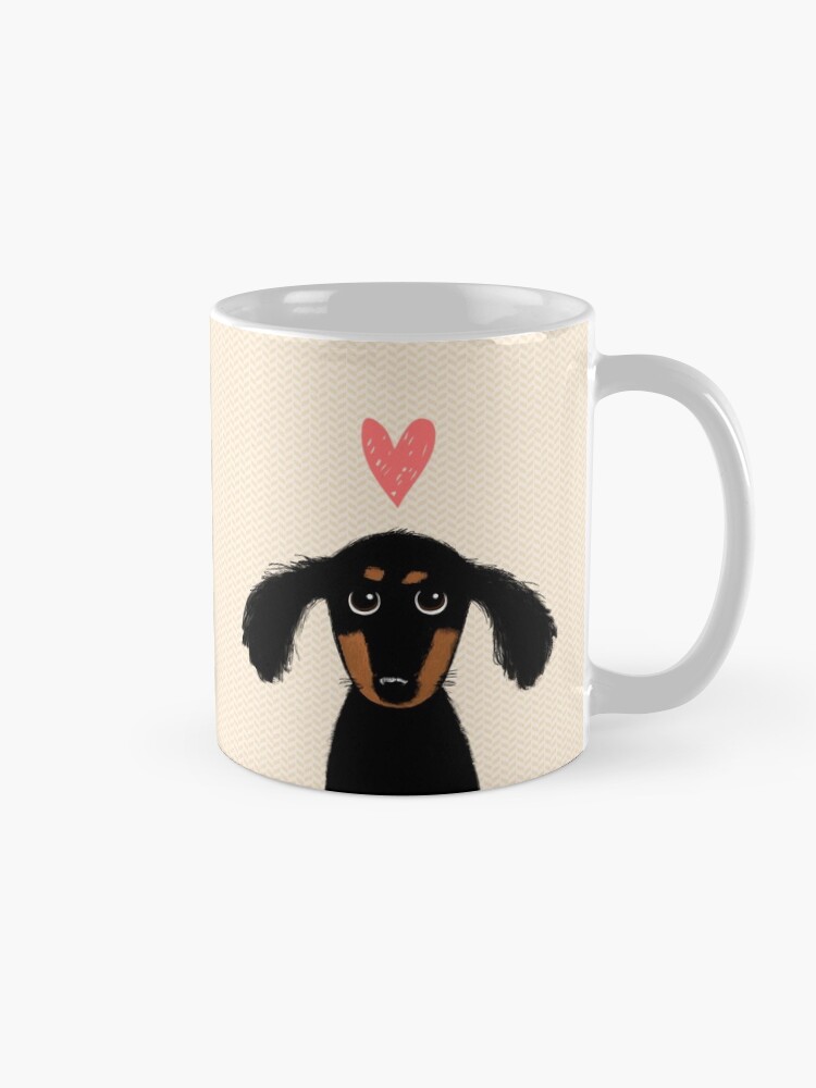 Alternate view of Dachshund Puppy Love | Cute Black and Tan Wiener Dog with Heart Coffee Mug