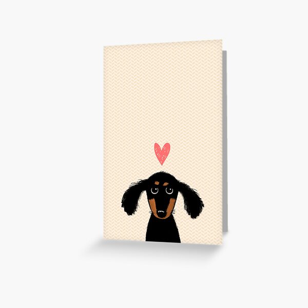 Dachshund Puppy Love | Cute Black and Tan Wiener Dog with Heart Greeting Card