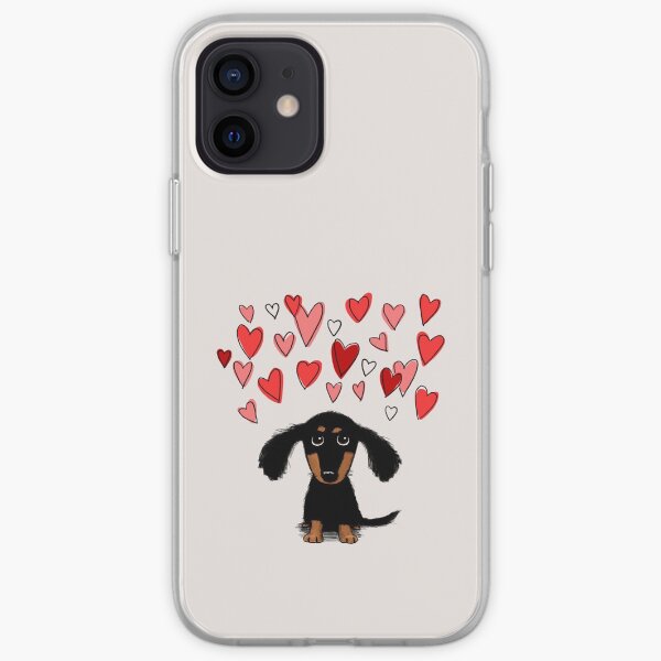 Cute Dachshund Puppy Dog with Valentine Hearts iPhone Soft Case