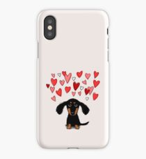 Cute Dachshund Puppy with Valentine Hearts iPhone Case