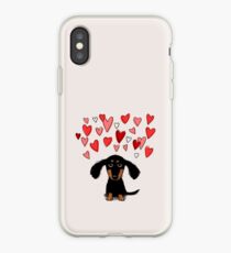 Cute Dachshund Puppy with Valentine Hearts iPhone Case