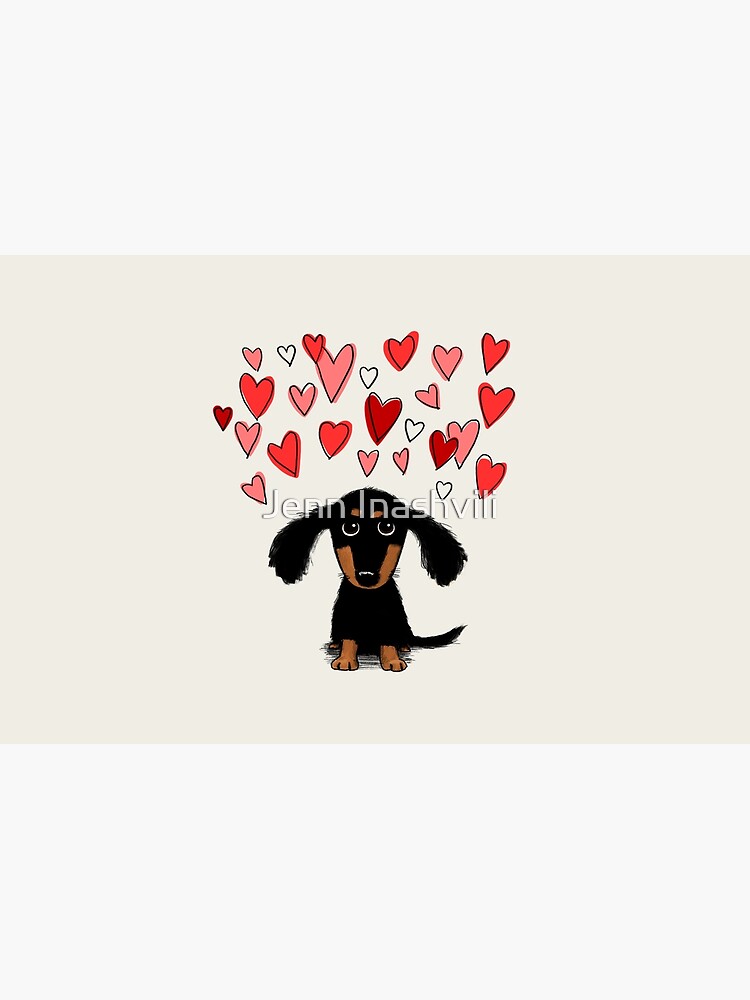 Cute Dachshund Puppy Dog with Valentine Hearts by ShortCoffee