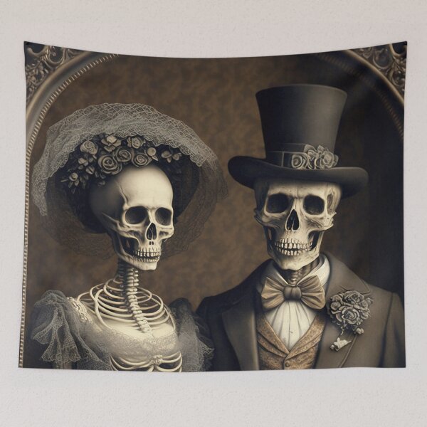 Item preview, Skeleton Couple in Love Holding Hands Valentines, Wedding, Anniversary, Birthday Funny Gift  designed and sold by CoyoteStudio.