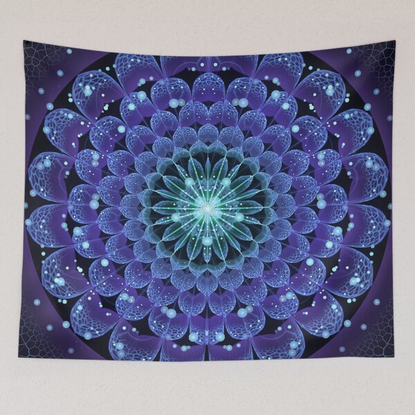 Item preview, Accordant Electric Blue Fractal Flower Mandala designed and sold by San Jaya Prime.
