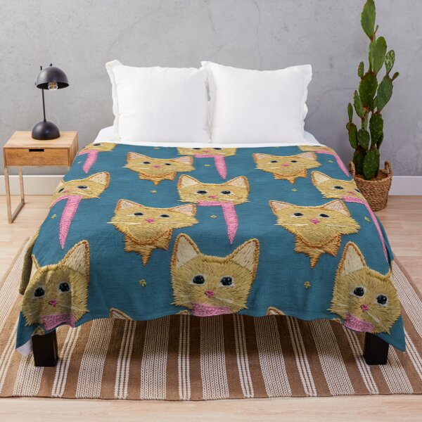 Item preview, Embroidery cats gold and teal designed and sold by KoroCincoCats.