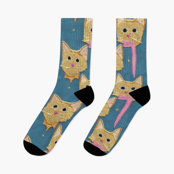 Item preview, Embroidery cats gold and teal designed and sold by KoroCincoCats.