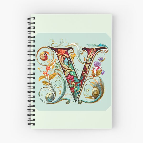 Item preview, Art Font Letter V: estilo Art Nouveau, único y colorido, fondo verde claro designed and sold by factory88.