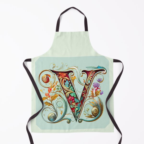 Item preview, Art Font Letter V: Art Nouveau Style, Unique and Colorful, Light Green Background designed and sold by factory88.