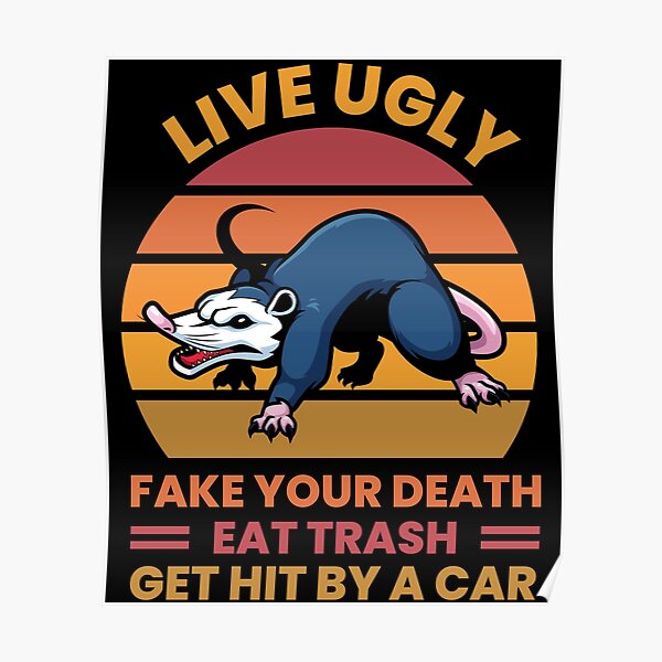 Live Ugly Fake Your Death Eat Trash Get Hit By A Car Opossum Poster For Sale By Printableb 5541