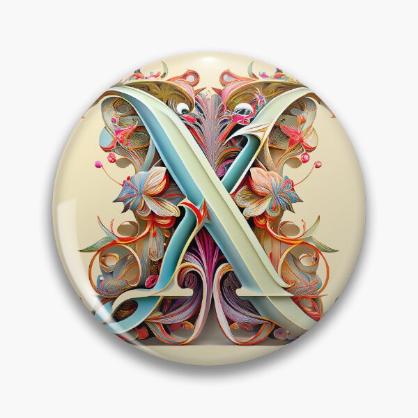 Item preview, Art Font Letter X: Art Nouveau Style, Unique and Colorful, Light Yellow Background designed and sold by factory88.