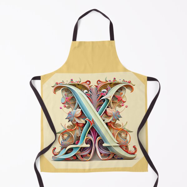 Item preview, Art Font Letter X: Art Nouveau Style, Unique and Colorful, Light Yellow Background designed and sold by factory88.