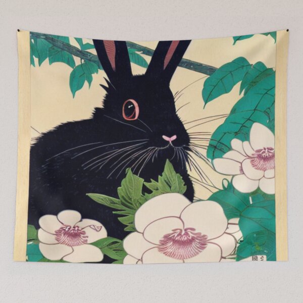 Item preview, Cutest Checkered Black Fluffy Bunny Rabbit Easter in Black designed and sold by wigobun.