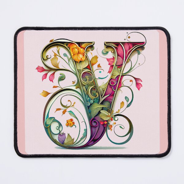 Item preview, Art Font Initial Letter Y: Art Nouveau Style, Unique and Colorful, Light Pink Background designed and sold by factory88.