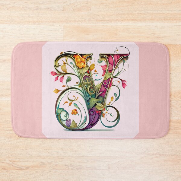 Item preview, Art Font Initial Letter Y: Art Nouveau Style, Unique and Colorful, Light Pink Background designed and sold by factory88.