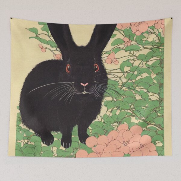 Item preview, Black Mini Rex Bunny Rabbit Mom Loves Vintage Nature Chinese New Year Animal designed and sold by wigobun.