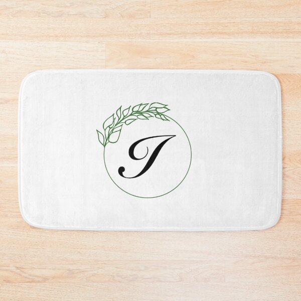 Item preview, I Monogram Initial with Emerald Green Leaf Wreath designed and sold by TeaLimeTwo.