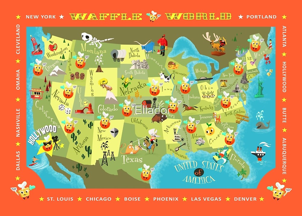 "Waffle World Map" by Ellador Redbubble
