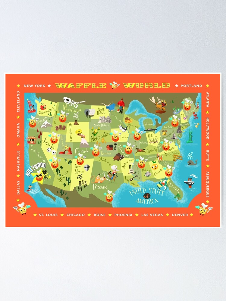 Waffle World Map Poster for Sale by Ellador