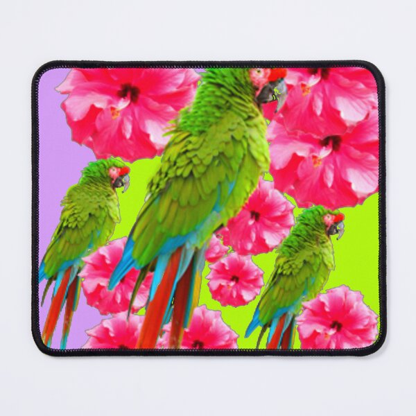 Item preview, DECORATIVE GREEN MACAWS PINK HIBISCUS LILAC ART designed and sold by sharlesart.