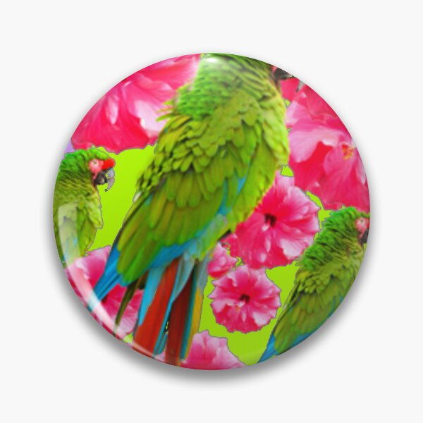 Item preview, DECORATIVE GREEN MACAWS PINK HIBISCUS LILAC ART designed and sold by sharlesart.