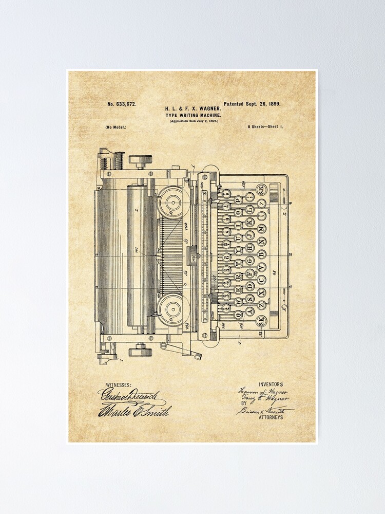 Vintage Typewriter Patent Print Poster for Sale by HeatherMoonArt