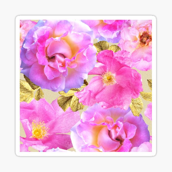 Vista previa del artículo con la obra «Rosas primaverales con hojas doradas», diseñado y vendido por HANNASYMO.