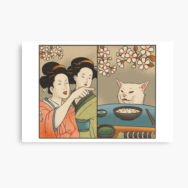 Vista previa del artículo con la obra «Mujer japonesa le grita al gato meme», diseñado y vendido por Rob-Son.